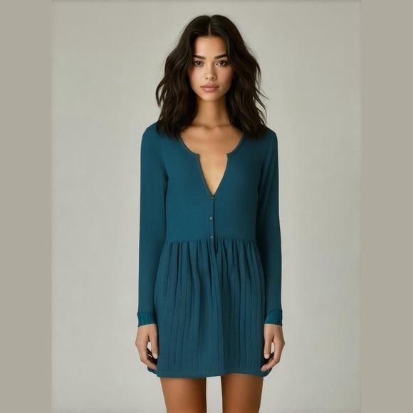 Dialogue Sweaters - DIALOGUE Teal Cardigan Sweater Top Size XS Fit and Flare Long Sleeve 3 Buttons